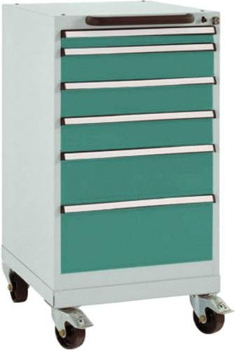 Manuflex BASETEC Schubfachschrank SP1108.0001 mobil, graugrün, 6 Schubfächer, Nutzhöhe: 70 cm - Bild 1