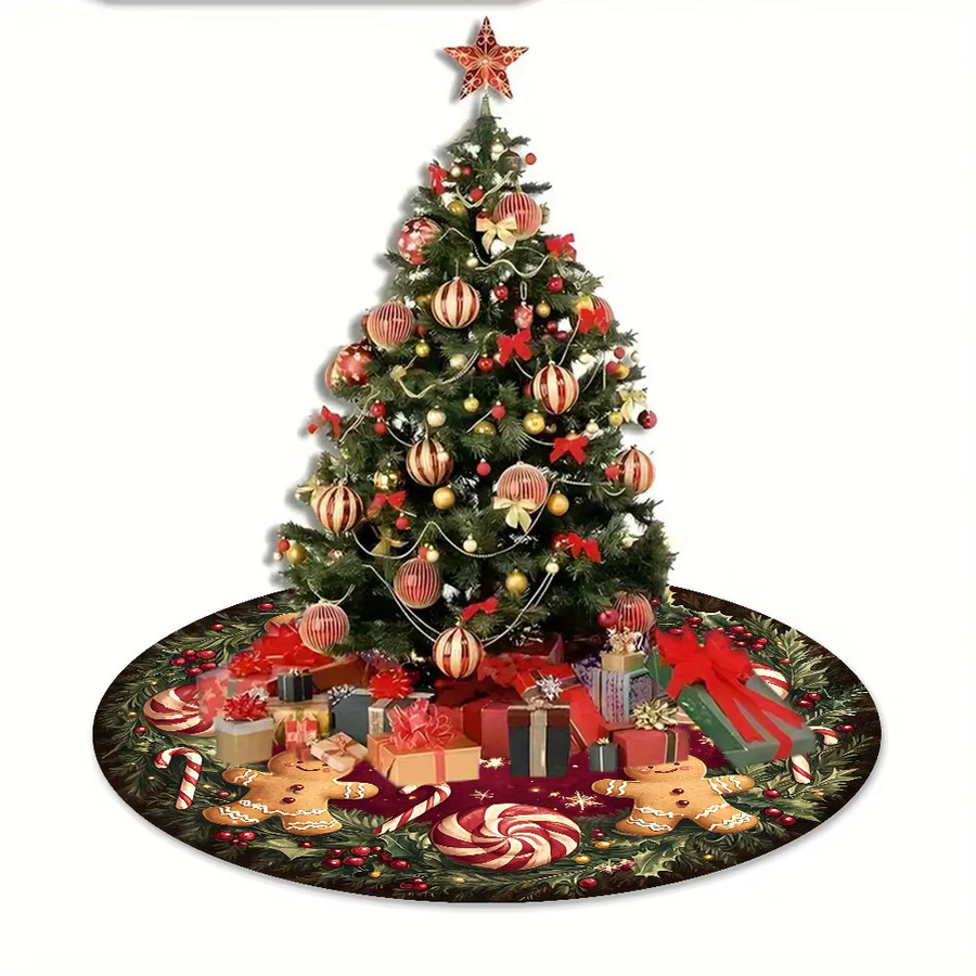 VIKAMA Weihnachtsbaumrock mit Lebkuchen- und Pfefferminzbaummotiv für deine Weihnachtsdekoration - Bild 5