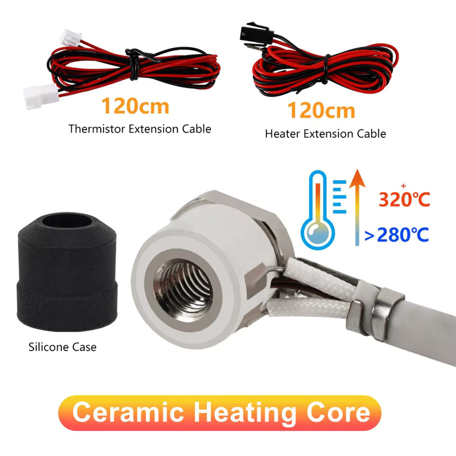 Hhiddo Keramik-Heizkern mit NTC 100 K Thermistor Patentelement für 3D-Drucker V6 Hotend Voron 2,4 Prusa Ender 3 CR10 MK3S 24 V 50 W 60 W - Bild 2