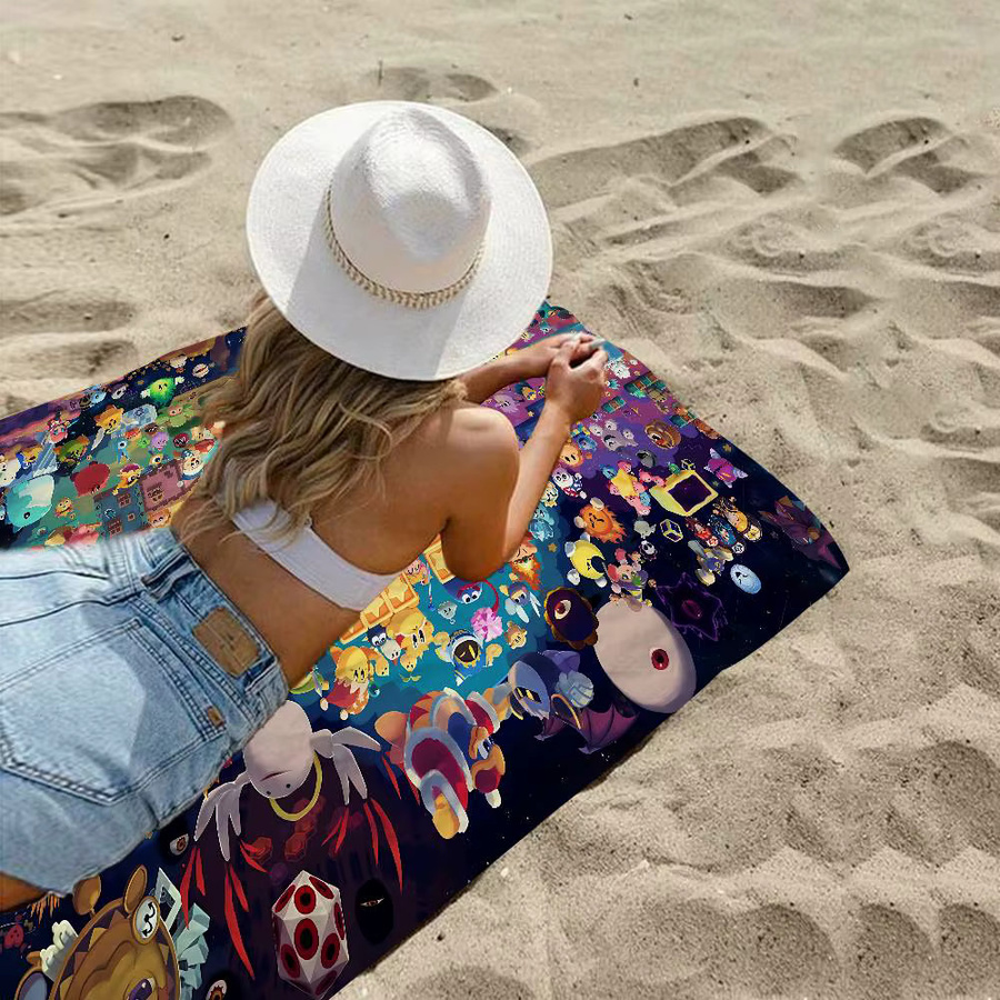 Potdemiel Strandtuch für Kinder mit Cartoon-Motiv, buntes Mikrofaser-Badetuch, schnelltrocknend und sandfrei - Bild 3