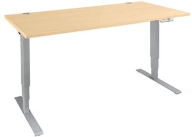 Schäfer Shop Genius Schreibtisch AERO FLEX, elektrisch höhenverstellbar, Rechteck, T-Fuß, Farbe Ahorn und Weißaluminium, B/T/H: 120 x 80 x 62-128 cm - Bild 1