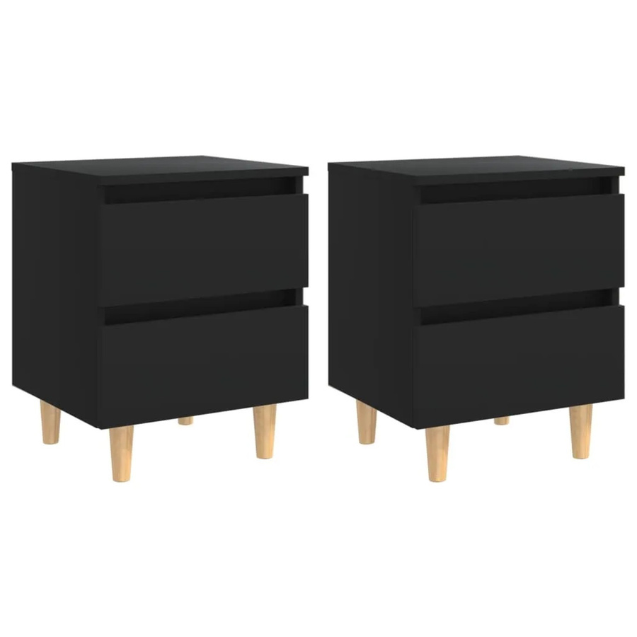Set aus 2 vidaXL Nachttischen in Schwarz mit Kiefernholz-Beinen im skandinavischen Design, B/T/H: 40 x 35 x 50 cm - Bild 2