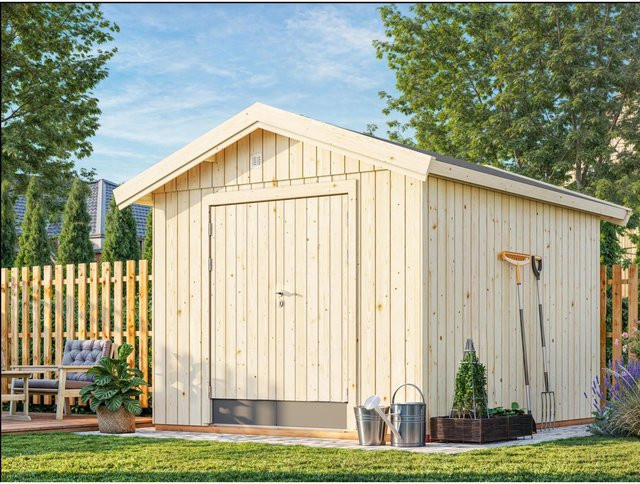 Palmako Elementhaus Martin Gartenhaus aus Fichtenholz mit Satteldach in Braun, B/T/H: 313 x 344 x 267 cm - Bild 1