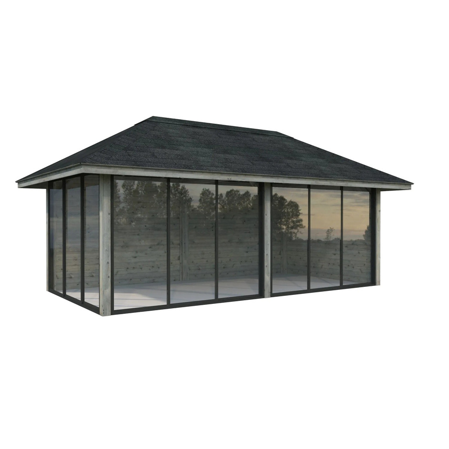Palmako Pavillon Bianca Set 202 Slide aus Fichtenholz in Grau mit Walmdach, B/H/T: 588 x 319 x 300 cm - Bild 2