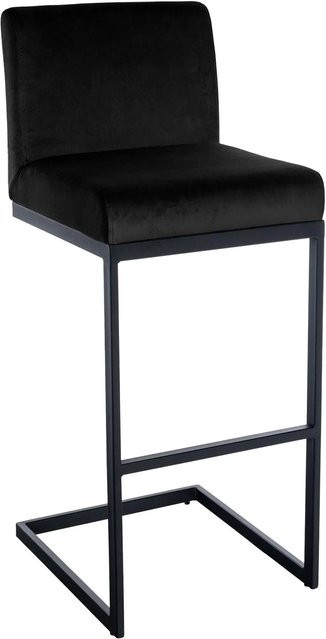 DELUKE Barhocker GANOR mit Lehne aus Samt in Schwarz, B/T/H: 43 x 53 x 104 cm - Bild 1
