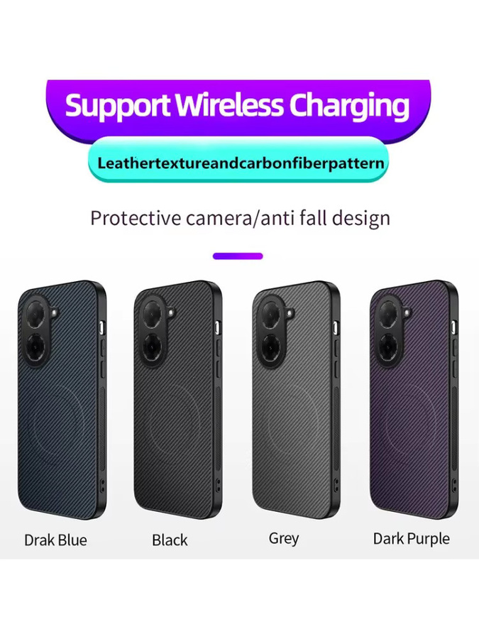 Magnetische Xiaomi Poco C71 Schutzhülle aus PU-Leder mit Carbonfaser-Muster in Blau - Bild 6