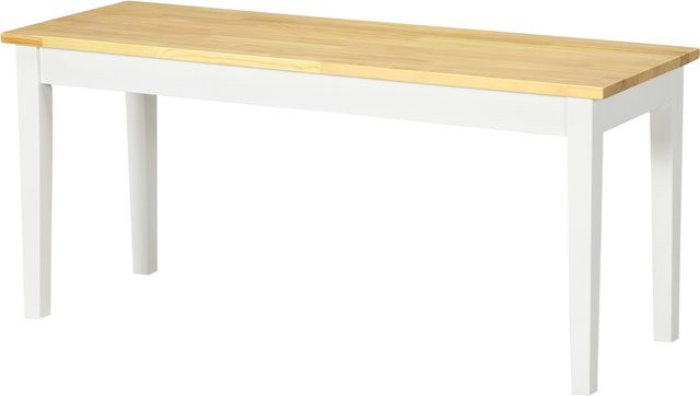 HOMCOM Sitzbank 2-Sitzer aus Kiefernholz in Weiß, moderne Essbank und Wohnzimmerbank bis 220 kg belastbar, B/T/H: 102 x 36 x 45 cm - Bild 1