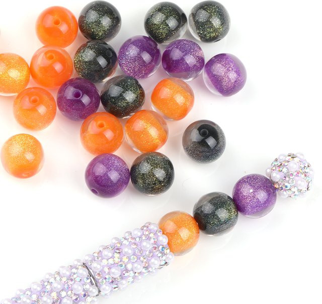 NASSBORO Perlen, Acryl, 16 mm, Bunt, Halloween-Motiv - Bild 1