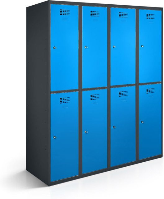 rotstahl Garderobenspind mit 8 Türen in Blau und anthrazitgrauem Korpus, B/T/H: 120 x 50 x 180 cm - Bild 1