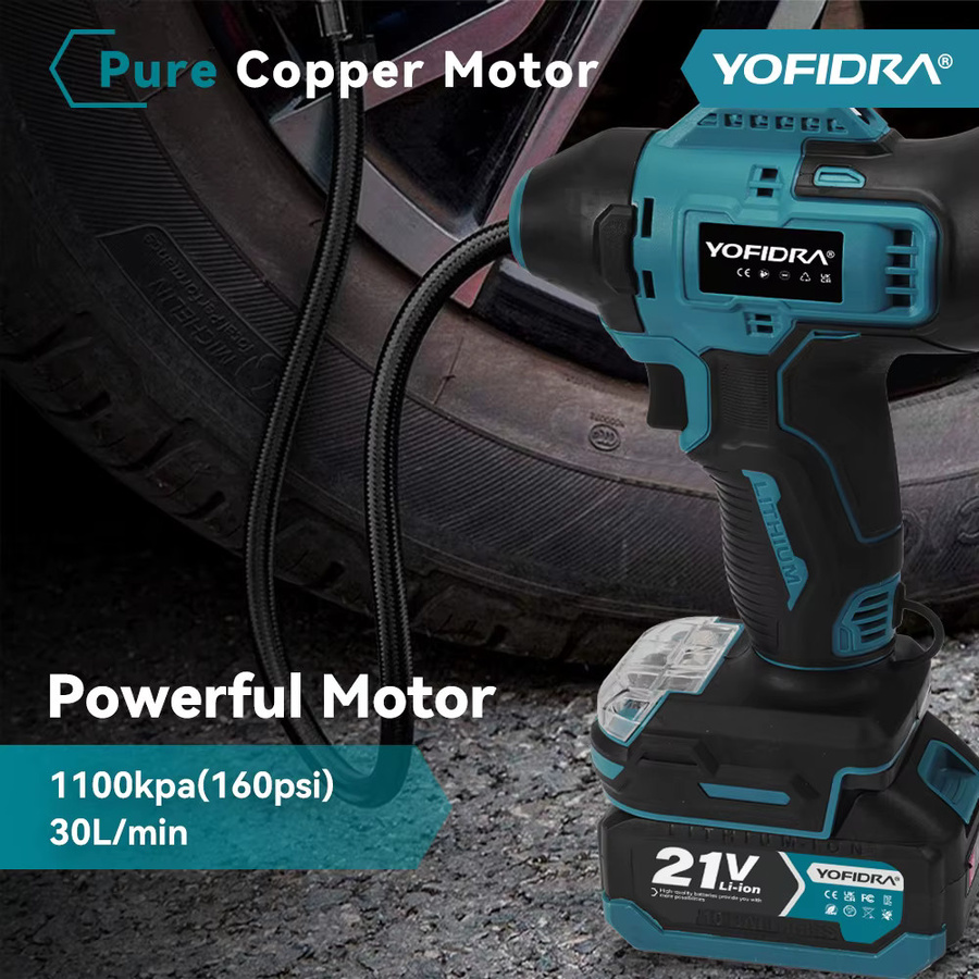 YOFIDRA Aufblasbare Elektrische Luftpumpe mit Digitalanzeige und Automatikfunktion für Makita 18-21V Akku - Bild 3