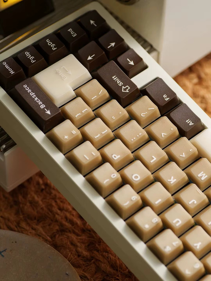 Venit Keys Latte Coffee Keycaps Cherry Profile Double Shot PBT PC für Alice Layout Mechanische Tastatur, Braun und Beige, 164 Tasten, Translucent - Bild 7