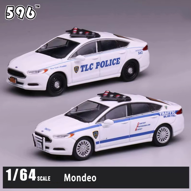 MASSDI Mondeo Polizei-Legierungsauto-Modell, 1:64 Maßstab, Metall, Weiß - Bild 1