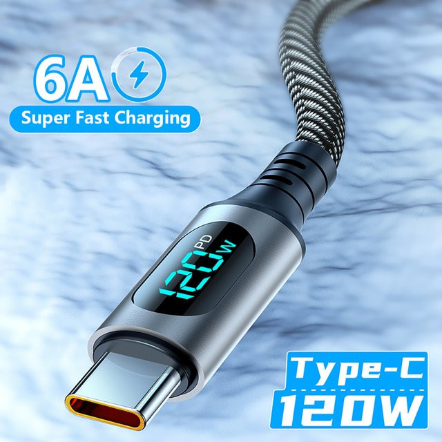 USB-C Schnellladegerät mit Digital Display, 120 W PD Wandladegerät für iPhone, Samsung und Xiaomi - Bild 1