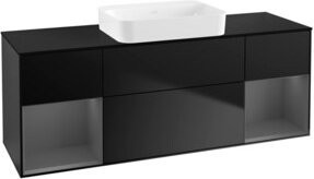V&B Waschtischunterschrank Finion mit Wandbeleuchtung in Blau lackiert, B/T/H: 160 x 60,3 x 50,1 cm - Bild 1