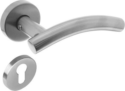 Intersteel Türdrücker gebogen in Edelstahloptik Silber mit PZ-Rosetten - Bild 1