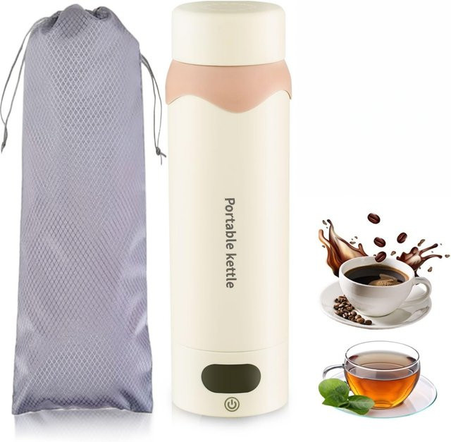 Bytelike Tragbarer Wasserkocher Reisebecher mit 6 Temperaturstufen und 500ml Volumen, USB und 220V Doppelanschluss, Isolierbecher - Bild 1