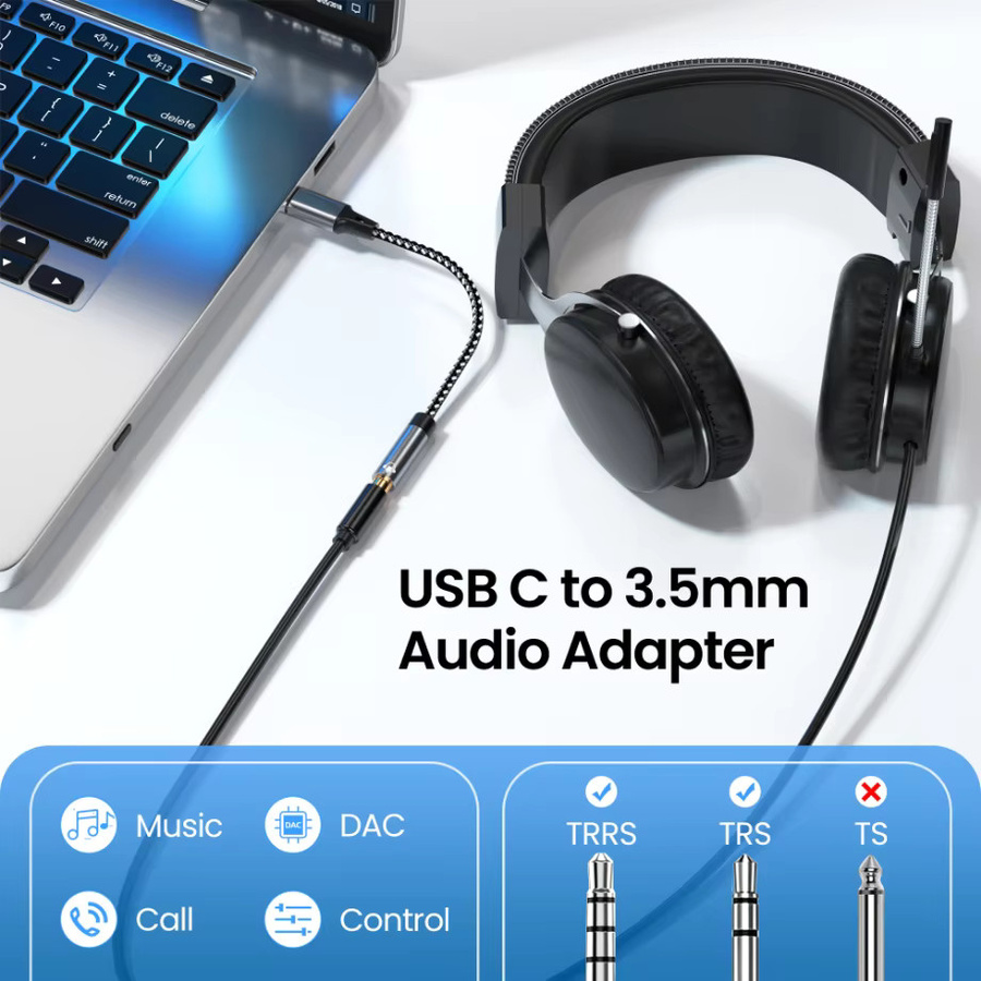 PzzPss USB-C auf 3,5mm Klinke Audio Adapter für Kopfhörer und Aux-Verbindung kompatibel mit MacBook Air, Huawei, Xiaomi und Samsung Galaxy S24 S23 S22 - Bild 3
