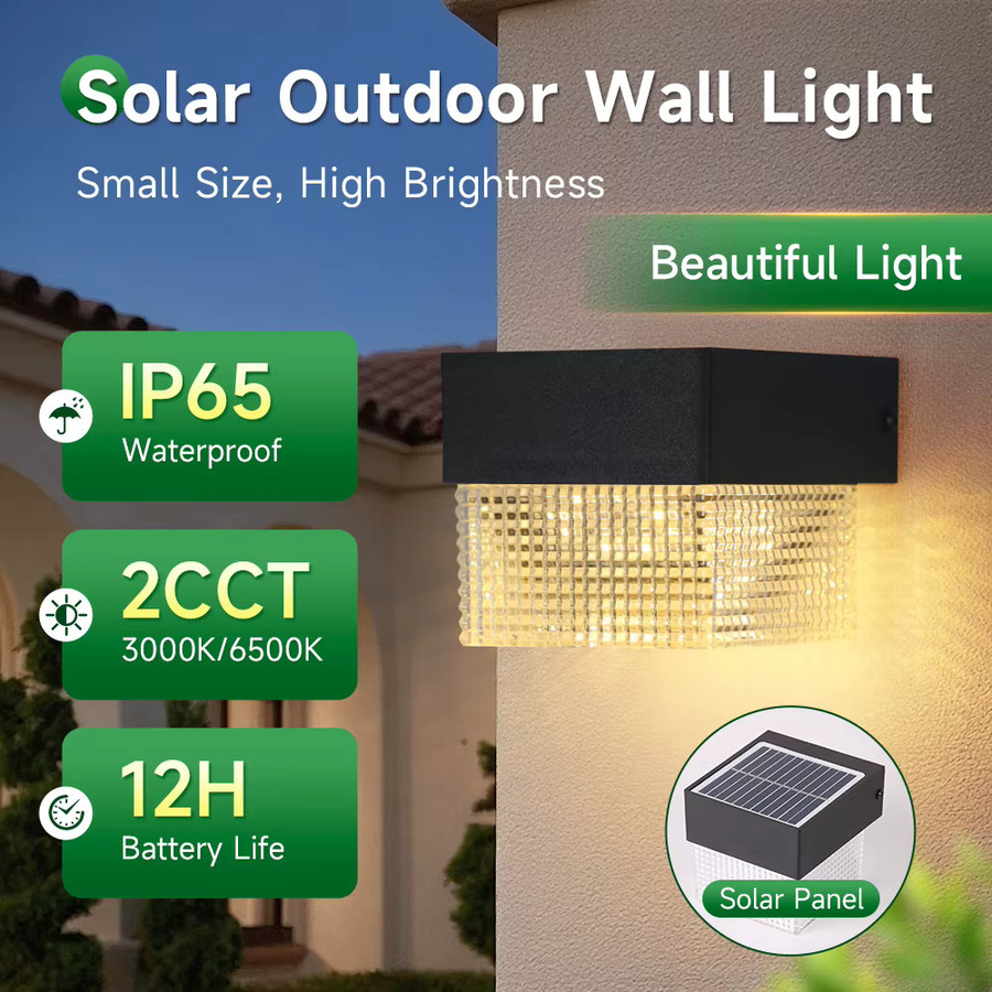 CANMEIJIA Solar LED Wandlampe IP65 Wasserdicht für Garten und Terrasse in Schwarz - Bild 3