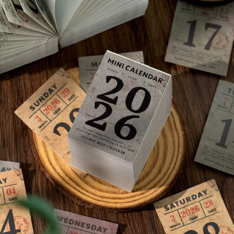 Vintage-Mini-Kalender 2026 Journal GO für 365 Tage als Planer und Zeitplaner für Schule und Büro - Bild 3