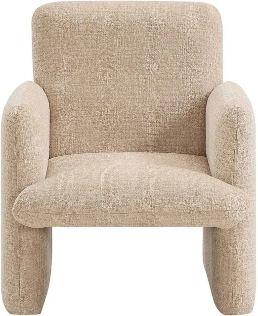 Vente-unique Sessel Mesuto mit gerader Rückenlehne und Armlehnen in Beige aus Chenille-Stoff, Breite: 53 cm, Tiefe: 61,5 cm, Höhe: 52,5 cm - Bild 1