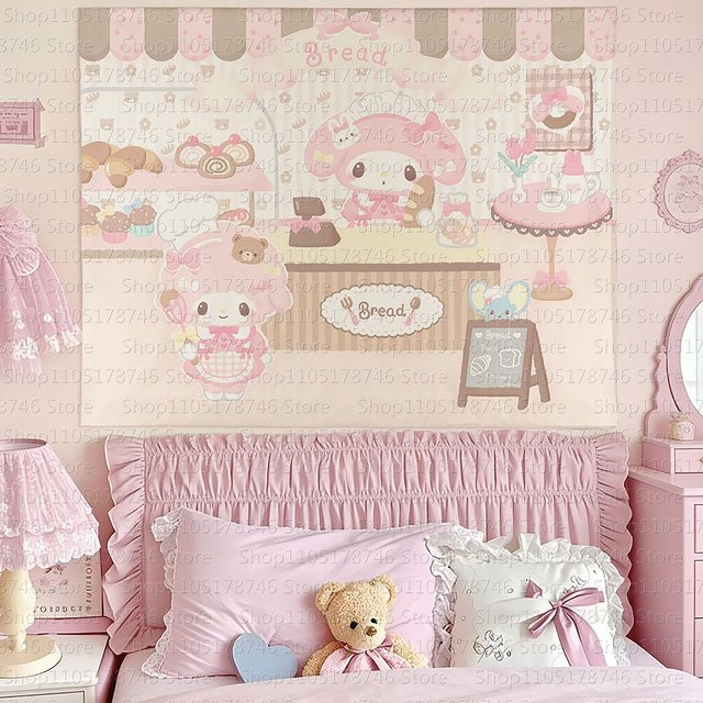 Sanrio Hello Kitty Wandbehang Happy Birthday in Pink für dein Schlafzimmer und deine Heimdekoration - Bild 1