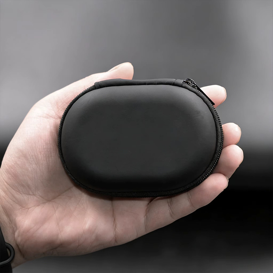 Elenxs Kopfhörer-Etui aus PU-Leder in Schwarz, ovale Headset-Tasche und staubdichter Organizer für dein Zubehör - Bild 2