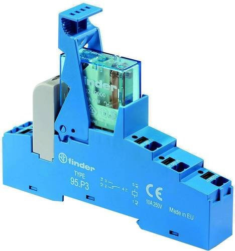 Finder Relaisbaustein 48.P3.7.024.0050, 24 V/DC, 10A, 1 Wechsler, Blau - Bild 1