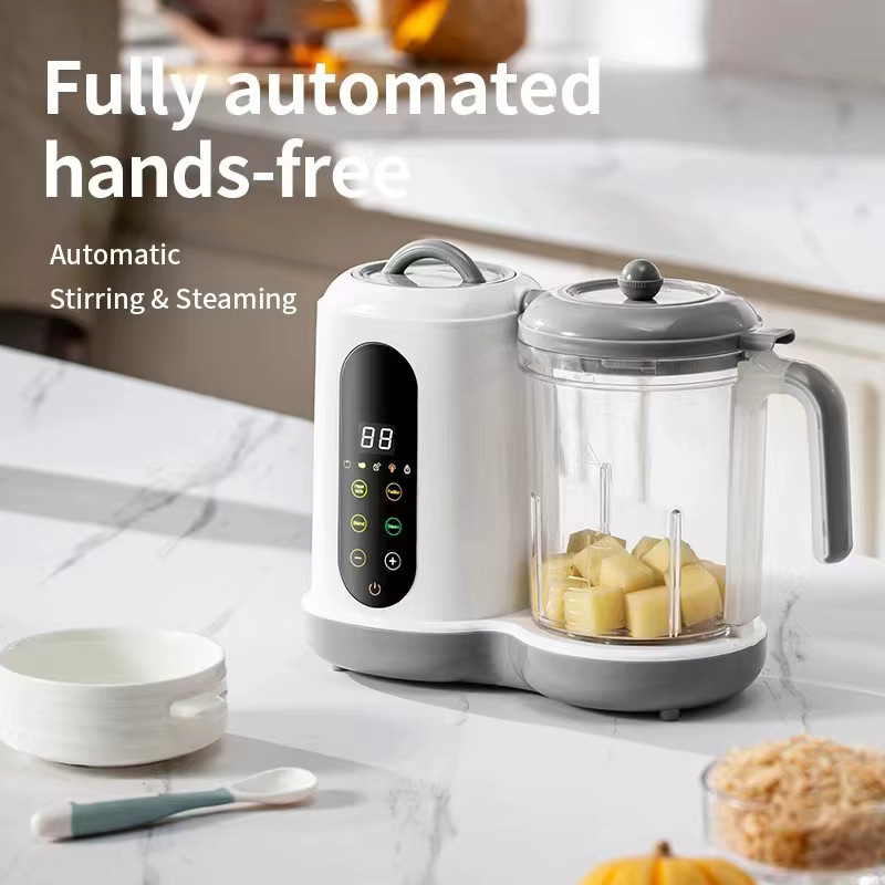 TKKEACE Multifunktionale Babynahrungsmaschine als All-in-One Küchenmaschine zum Dämpfen, Rühren und Warmhalten in Weiß, Grau oder Silber - Bild 3