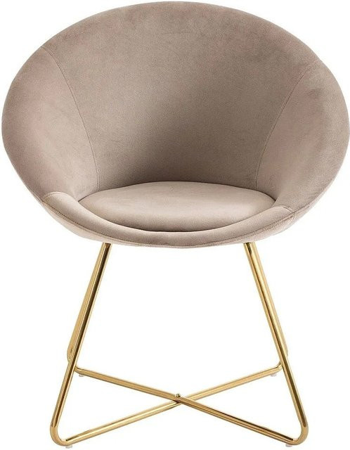 Vente-unique Stuhl Burban in Beige mit Samtbezug und goldenen Metallbeinen, Breite: 70 cm, Tiefe: 70 cm, Höhe: 70 cm - Bild 1