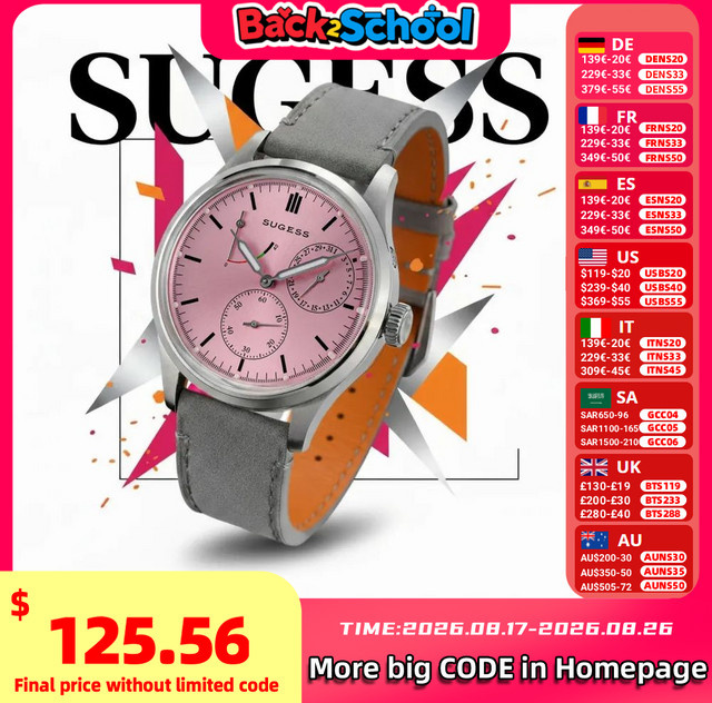 Sugess Armbanduhr Automatik, Edelstahl, Blau, Herren - Bild 1
