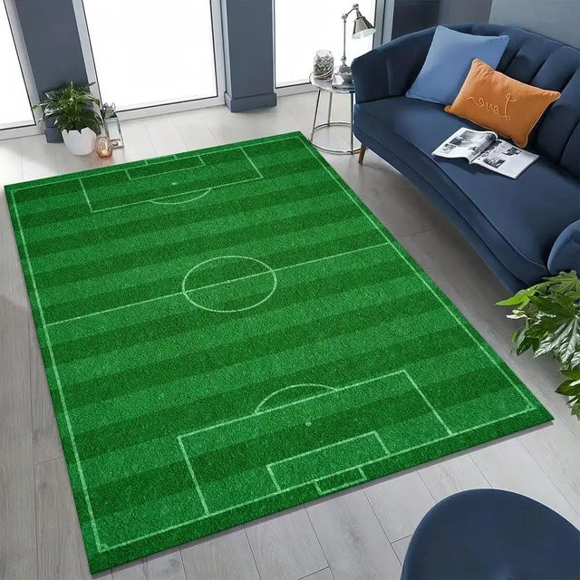 Nicht rutschfeste Fußmatte mit Fußballfeld-Muster von Lodestar in Grün, B/B: 40 x 60 cm - Bild 1