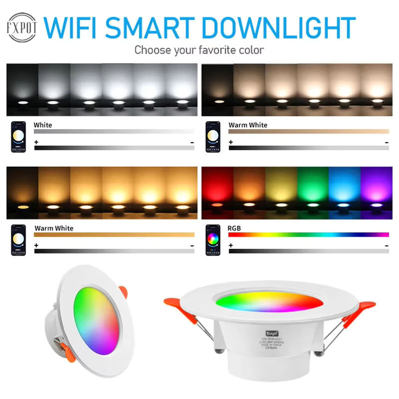 Alloet Smart LED Downlight Runde Einbauleuchte 10W RGB mit dimmbarer Farbwahl in Multicolour für Wohnzimmer und Schlafzimmer - Bild 2