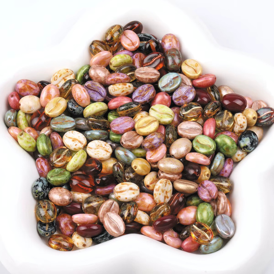NASSBORO Perlen, Tschechische Glas Kaffee Bean, Gemischte Farbe - Bild 3