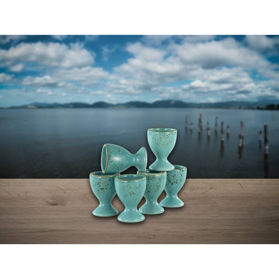 CreaTable Nature Collection Eierbecher aus Steinzeug, 6er Set, Petrol/Türkis, Ø 5,5 cm x H 7 cm - Bild 2