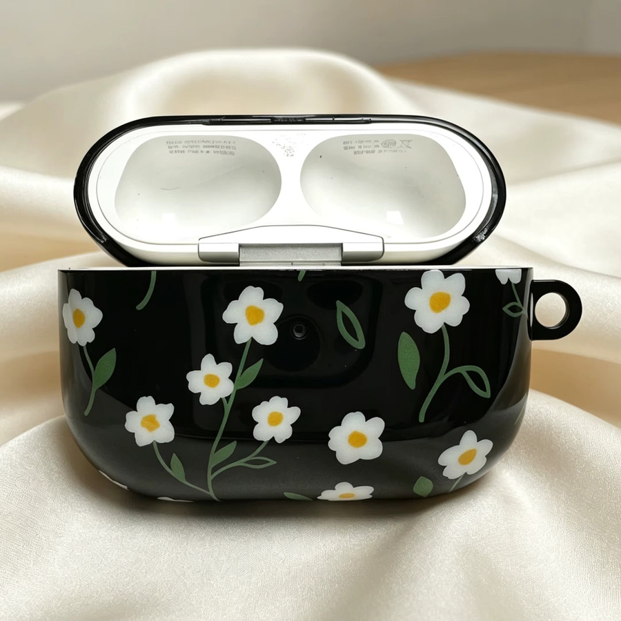 Daisy Flower TPU-Schutzhülle für Apple AirPods 2/3/4 Pro und Pro 2 in glänzend Schwarz - Bild 4
