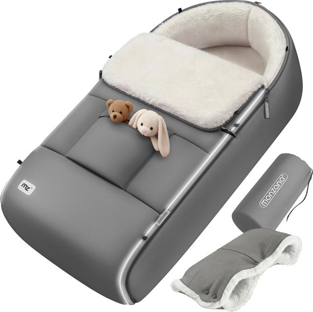 Monzana Babyfußsack Grau mit Reflektoren für den Kinderwagen - Bild 1