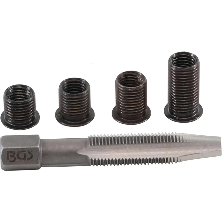 BGS Reparatursatz für Zündkerzengewinde M8 x 1,0 mm, 5-teilig, silber - Bild 2