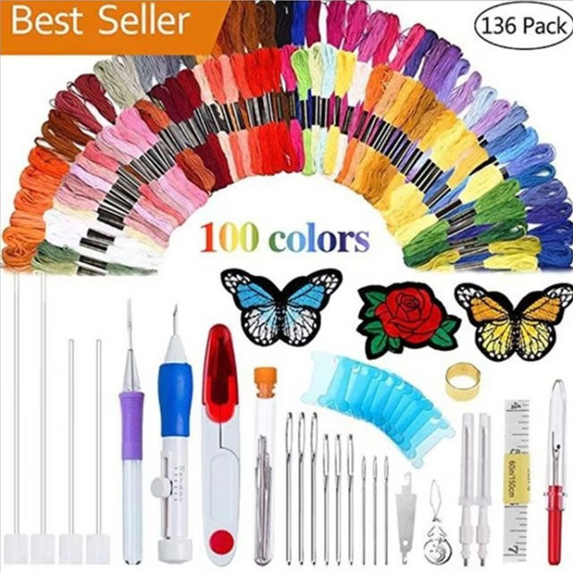 NOTIONSLAND Kreuzstich Punch Nadel Set für Stickerei und Handarbeit, Multicolor, aus Kunststoff - Bild 1