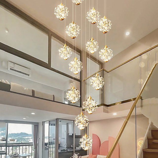 Moderner Kristall-Kronleuchter von yushe in Silber für Wohnzimmer und Treppenhaus - Bild 1