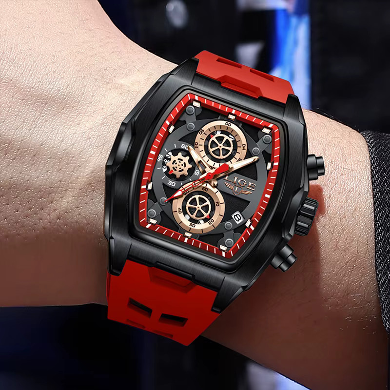 TOP LIGE Armbanduhr Chronograph, Quarz, Edelstahl, Schwarz, Herren - Bild 4