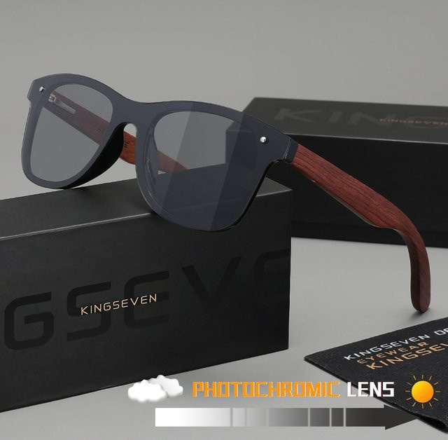 KINGSEVEN Sonnenbrille, randlos, Holz, square, polarisiert, Unisex - Bild 1