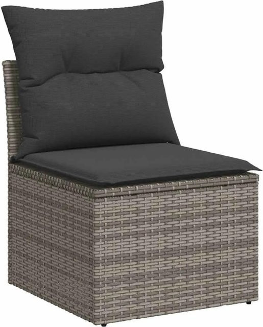 vidaXL Gartensofa Modul in Grau mit Kissen und UV-beständigem Polster aus Polyester - Bild 1