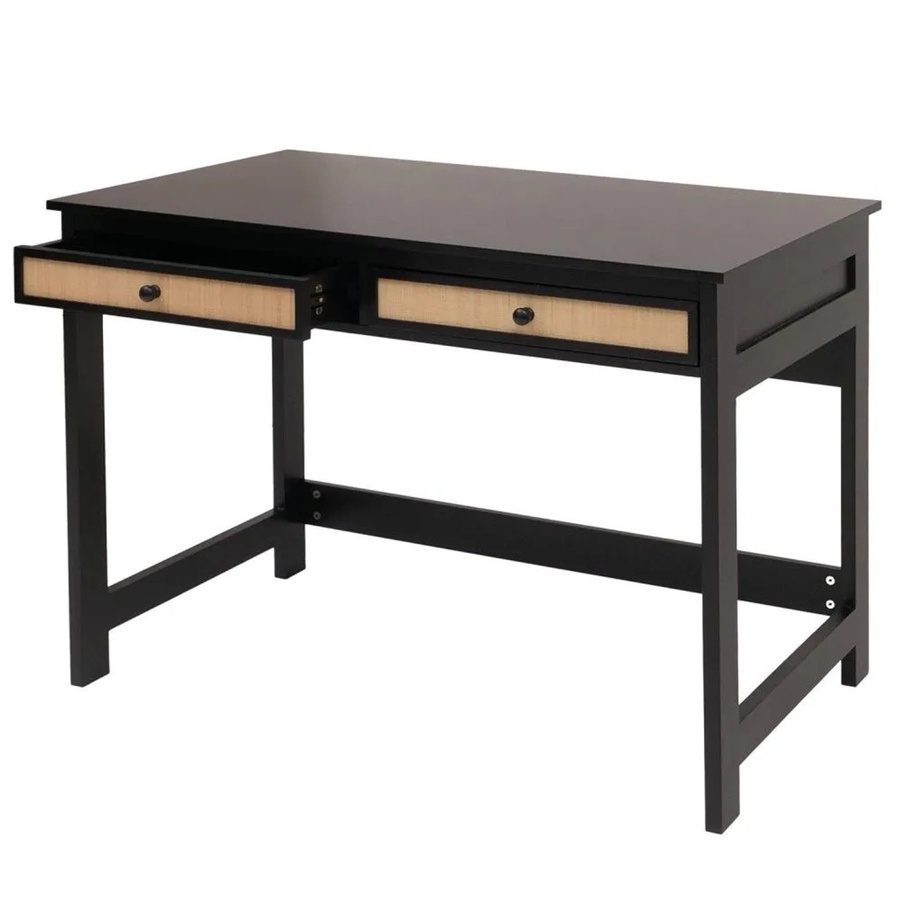 Schreibtisch MCW O36 in Schwarz mit Schublade, moderner Bürotisch aus Holz, B/T/H: 110 x 78 x 60 cm - Bild 3