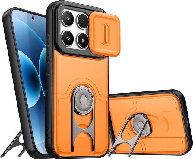 Xiaomi 17T Pro Hülle mit Ständer und Matt-Finish in Blau oder Orange - Bild 1