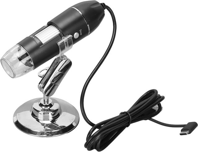 Honor Electronics Digitales Handmikroskop mit 50X bis 1600X Vergrößerung in Schwarz mit USB Typ C und Micro USB Anschluss - Bild 1
