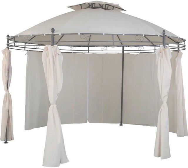 LEX Gartenpavillon Lex Pavillon in Beige mit Seitenteilen und Fenster, Durchmesser: 3,5 m - Bild 1