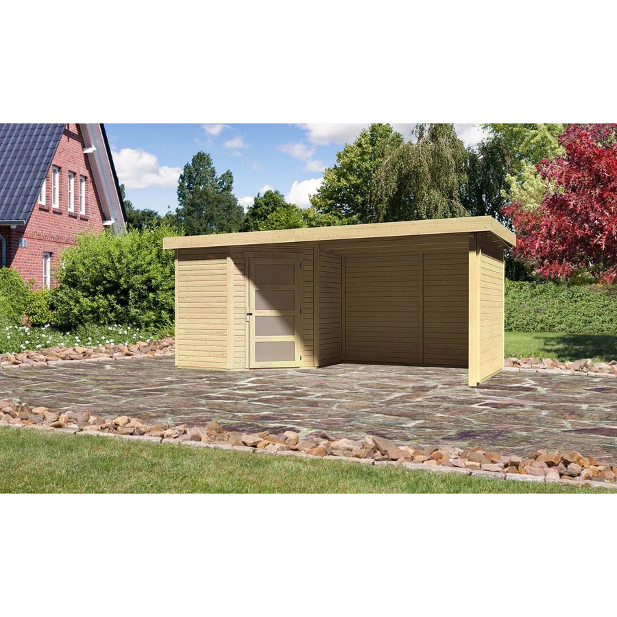 Karibu Holz-Gartenhaus Linköping Natur Flachdach Unbehandelt B/T/H: 218 x 209 x 209 cm - Bild 2