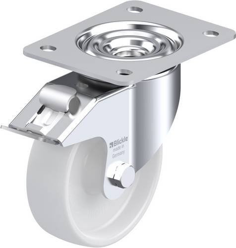 Blickle Lenkrolle LK-PO 125R-3-FI mit Feststeller, Durchmesser: 125 mm, Tragfähigkeit: 300 kg, Farbe: Silber/Weiß - Bild 1