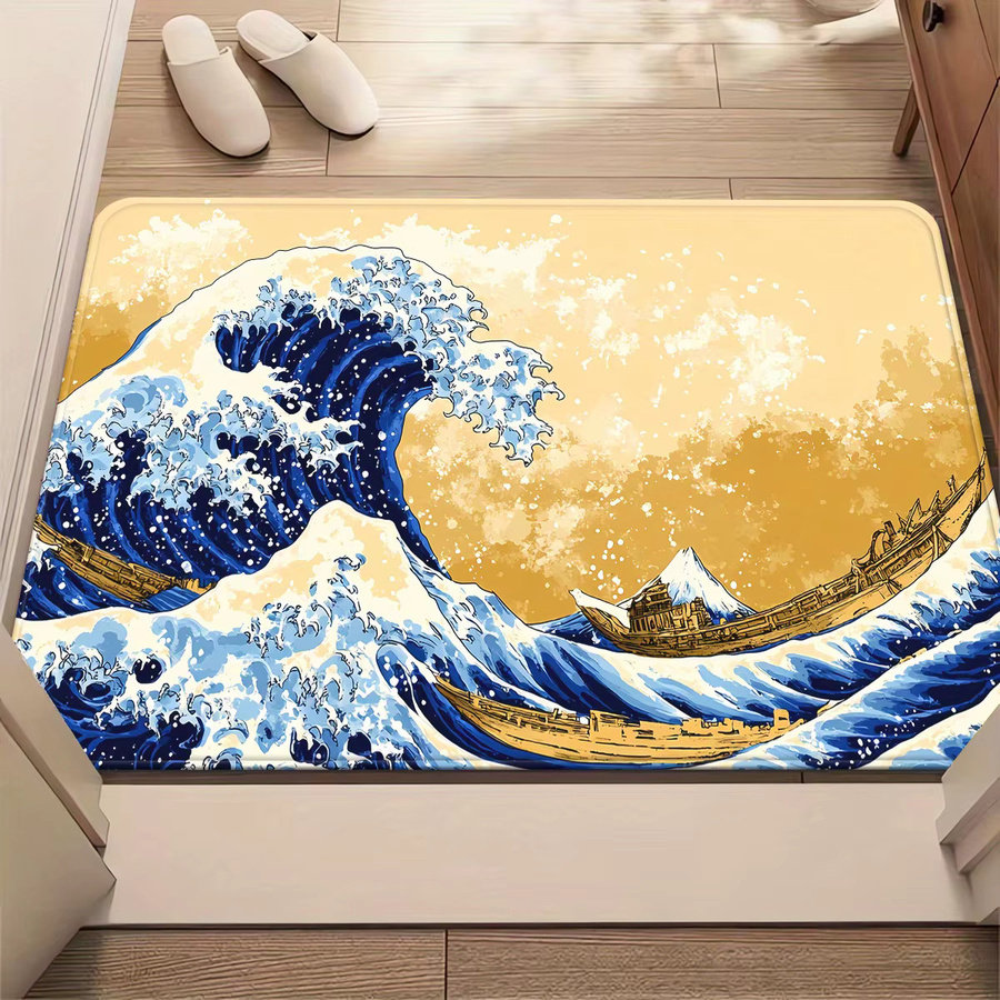 Saugfähige Bodenmatte Big Wave in Blau, rechteckig, B/T: 60 x 40 cm - Bild 3