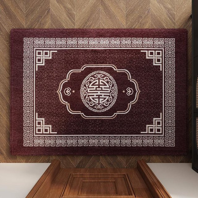Rote Dornier Jacquard Fußmatte mit orientalischem Design, rutschfest und wetterfest, B/L: 50 x 80 cm - Bild 1